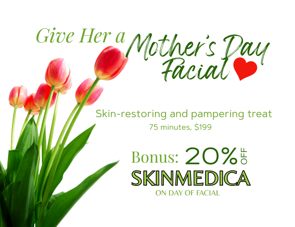 Give Her a Mothers a day Facial: Skin-restoring and pampering treat - 75 minutes, $199. Bonus: 20% off SKINMEDICA on day of facial