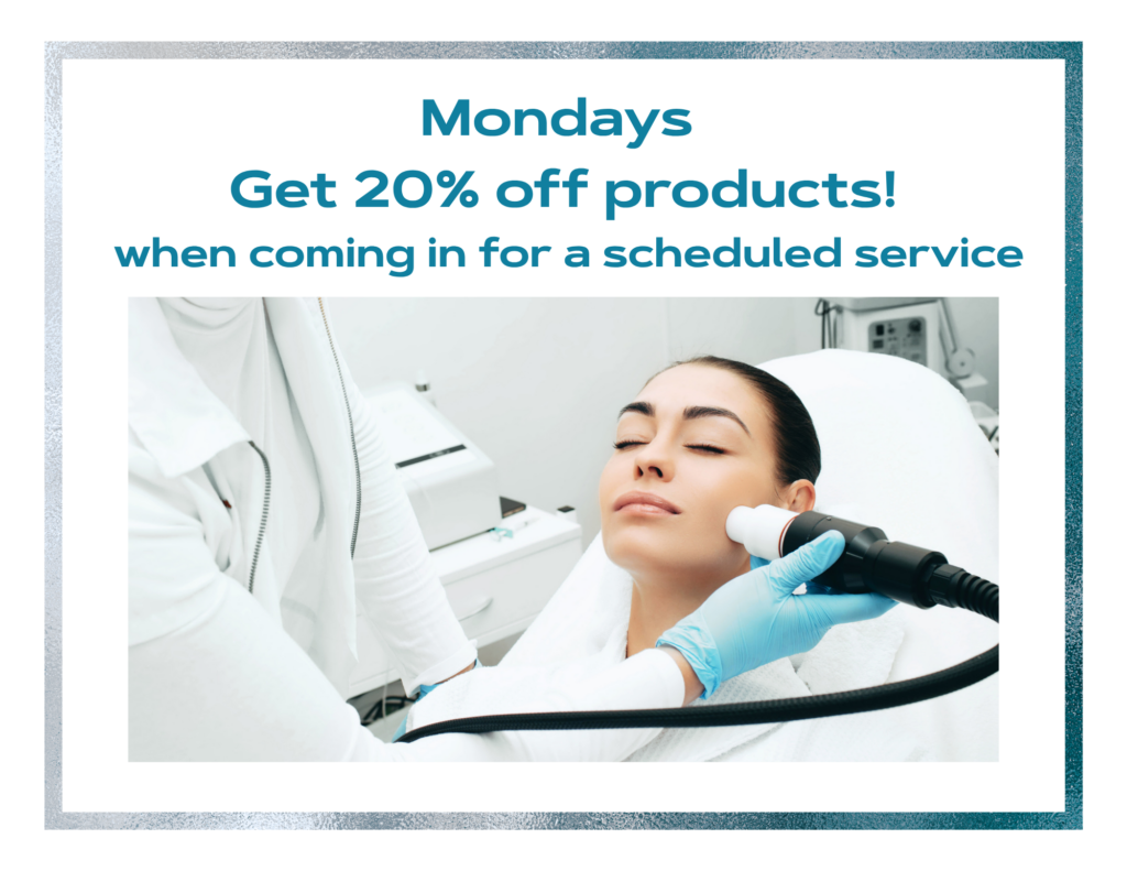 Mondays, get 20% off products when coming in for a scheduled service