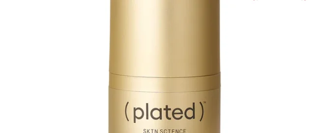 Image of golden pump bottle of (plated) INTENSE SERUM